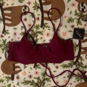 Zaful burgundy underwire padded swim top size L